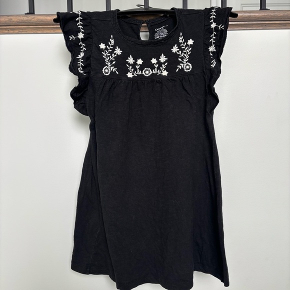 George Other - George - Girls Black Dress with White Embroidery, Size 7/8